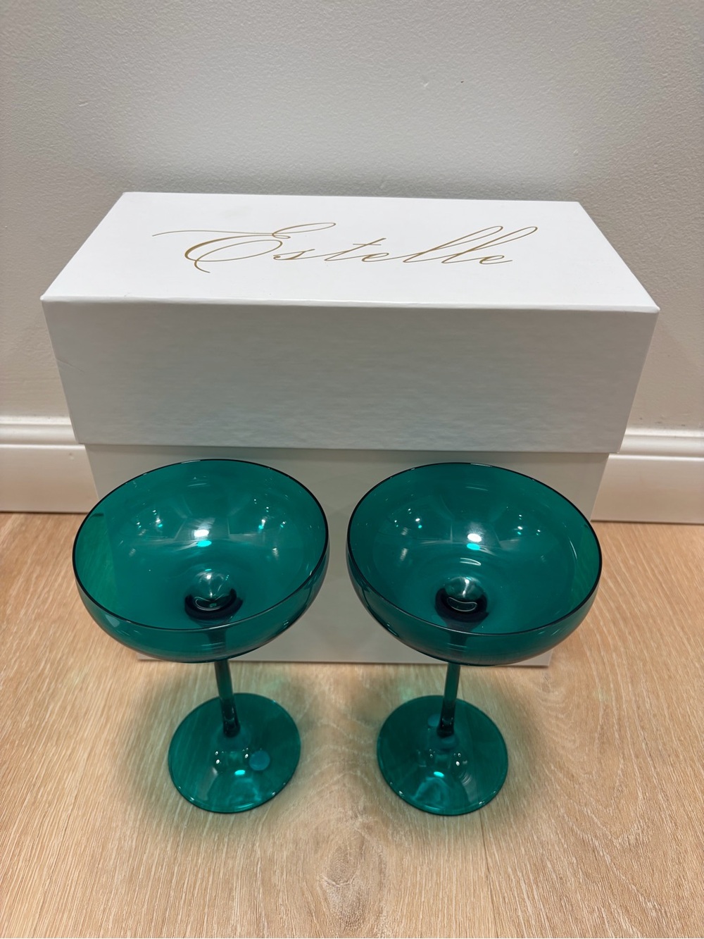 Estelle Colored Champagne Coupes, Emerald